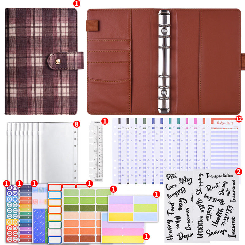 Canvas Checkered Loose-Leaf Budget Planner Notebook