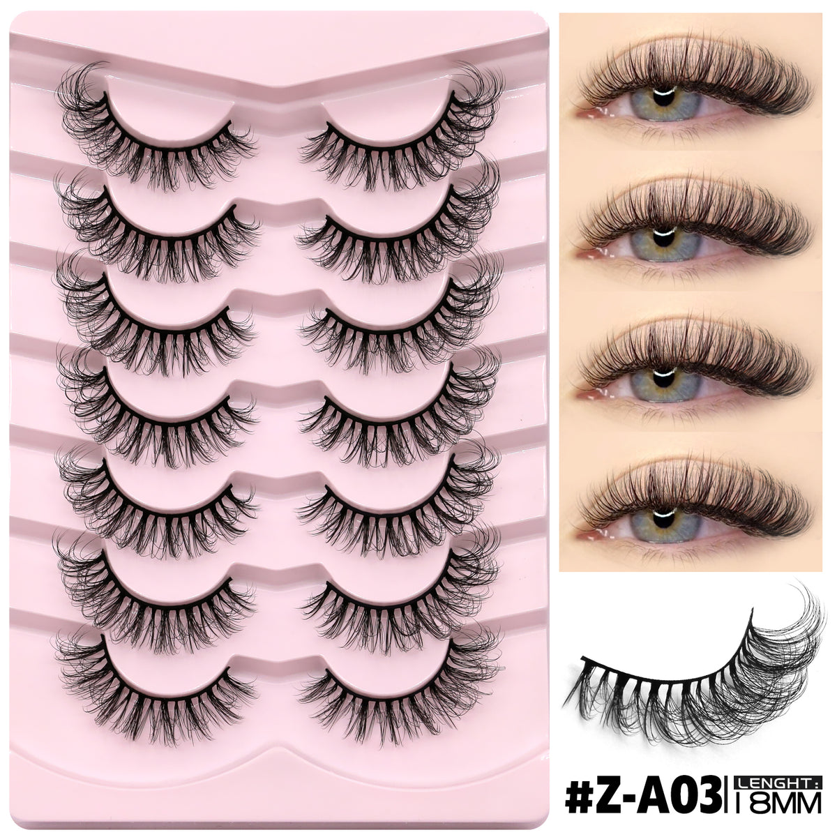 Thick-styled one-piece false lashes
