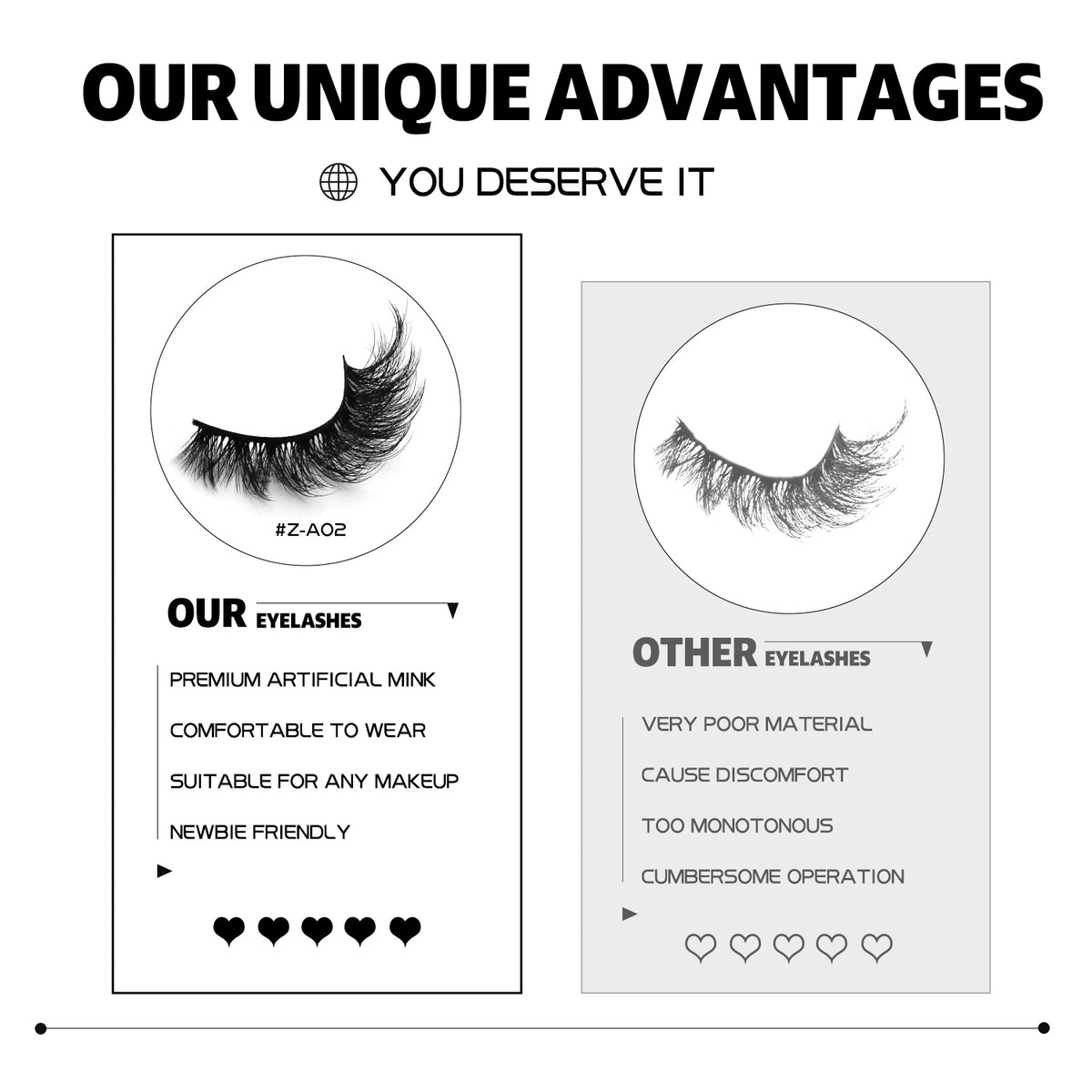 Thick-styled one-piece false lashes