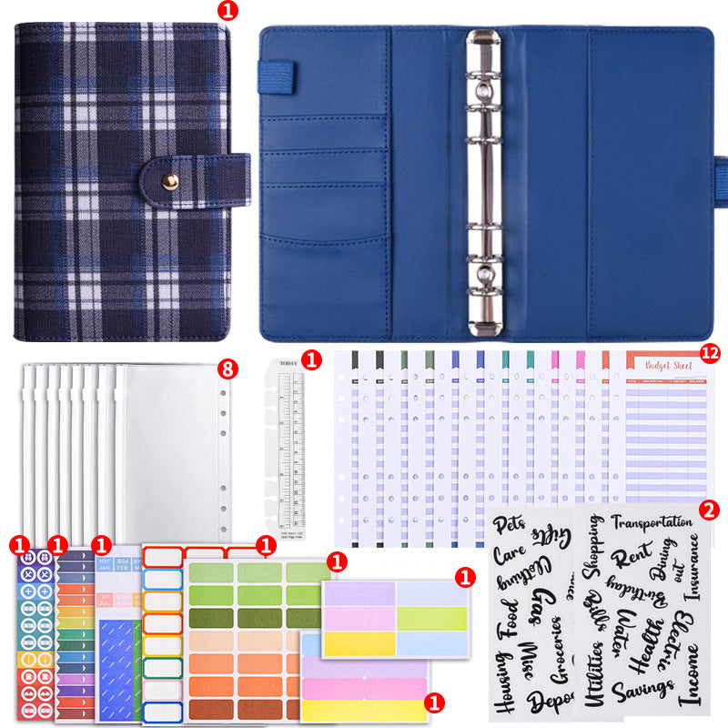Canvas Checkered Loose-Leaf Budget Planner Notebook