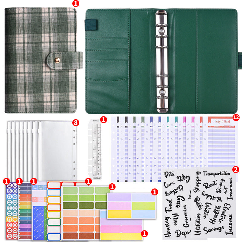Canvas Checkered Loose-Leaf Budget Planner Notebook