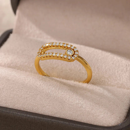 Anillo Abierto de Circón | Chapado en Oro