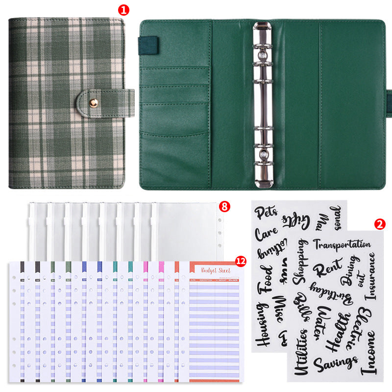 Canvas Checkered Loose-Leaf Budget Planner Notebook