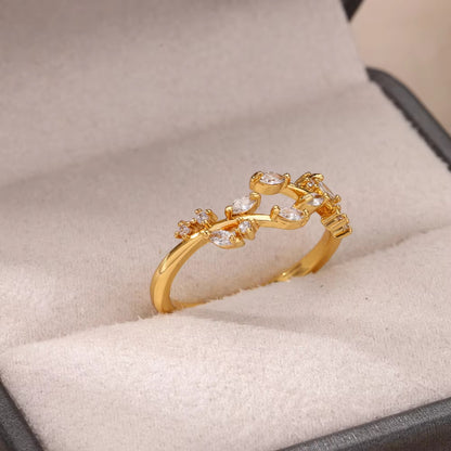 Anillo Abierto de Circón | Chapado en Oro