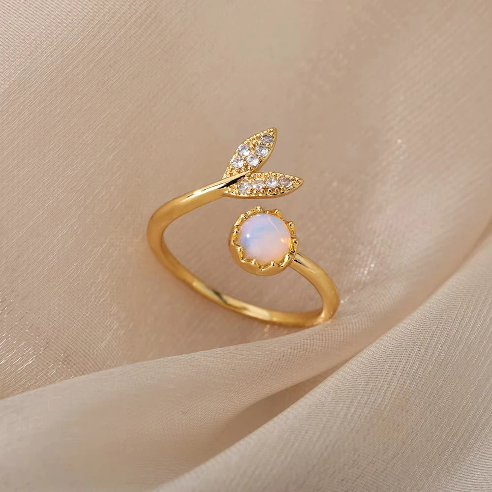Anillo Abierto de Circón | Chapado en Oro
