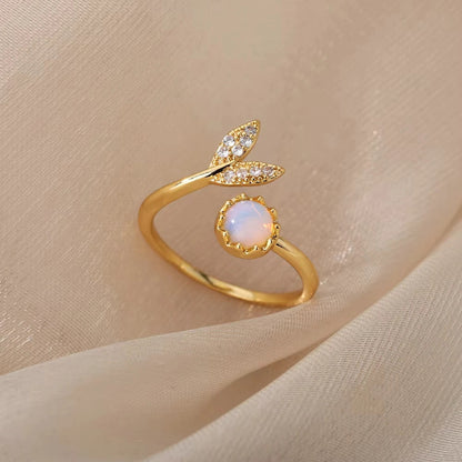 Anillo Abierto de Circón | Chapado en Oro