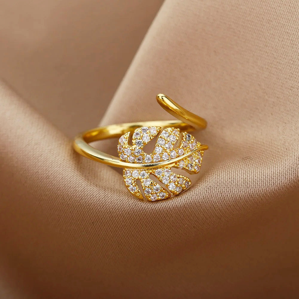 Anillo Abierto de Circón | Chapado en Oro