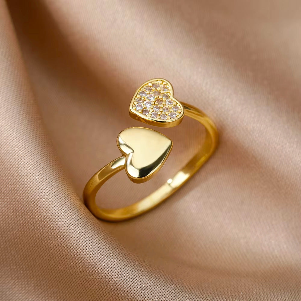 Anillo Abierto de Circón Chapado en Oro