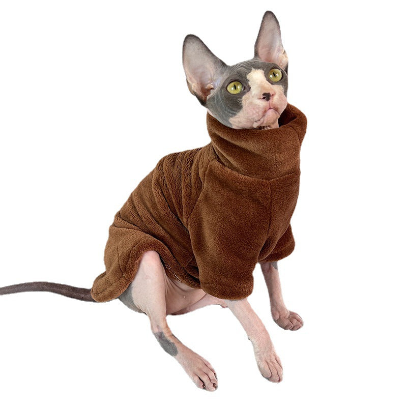 Hairfree Cat Clothes Thick Winter Mink Velvet Sphynx Cat Sweater