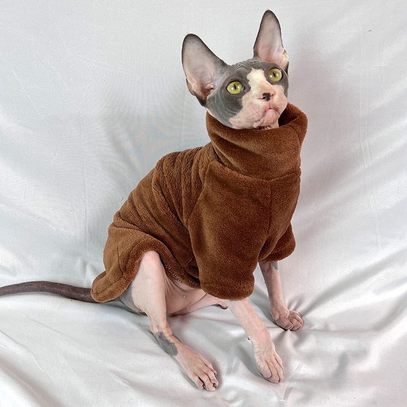 Hairfree Cat Clothes Thick Winter Mink Velvet Sphynx Cat Sweater