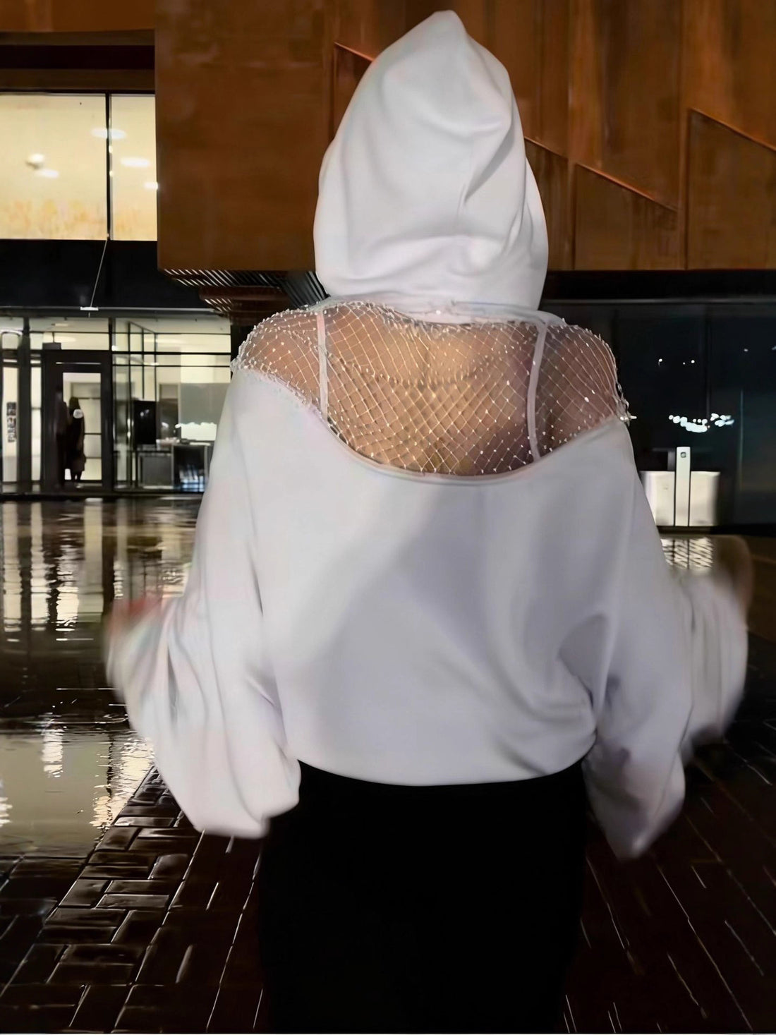Camiseta de Malla con Perlas | Manga Larga para Mujer