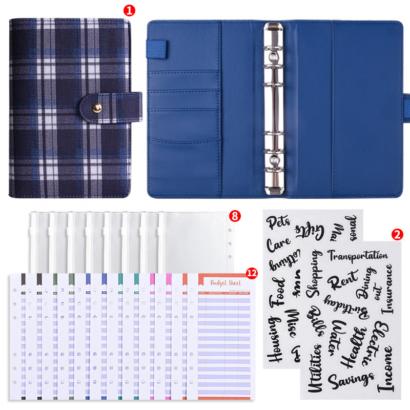 Canvas Checkered Loose-Leaf Budget Planner Notebook