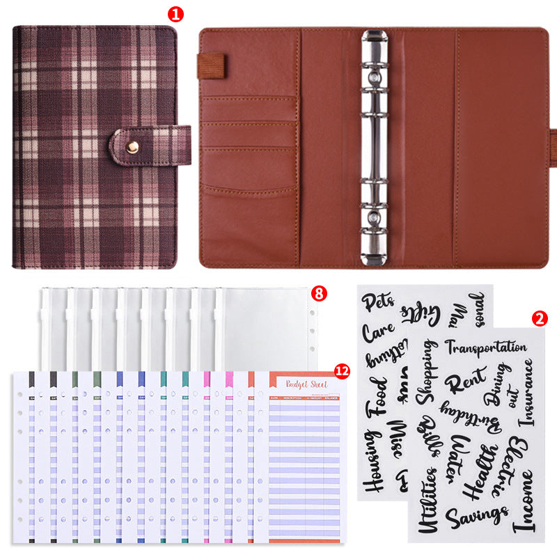 Canvas Checkered Loose-Leaf Budget Planner Notebook