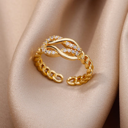 Anillo Abierto de Circón | Chapado en Oro