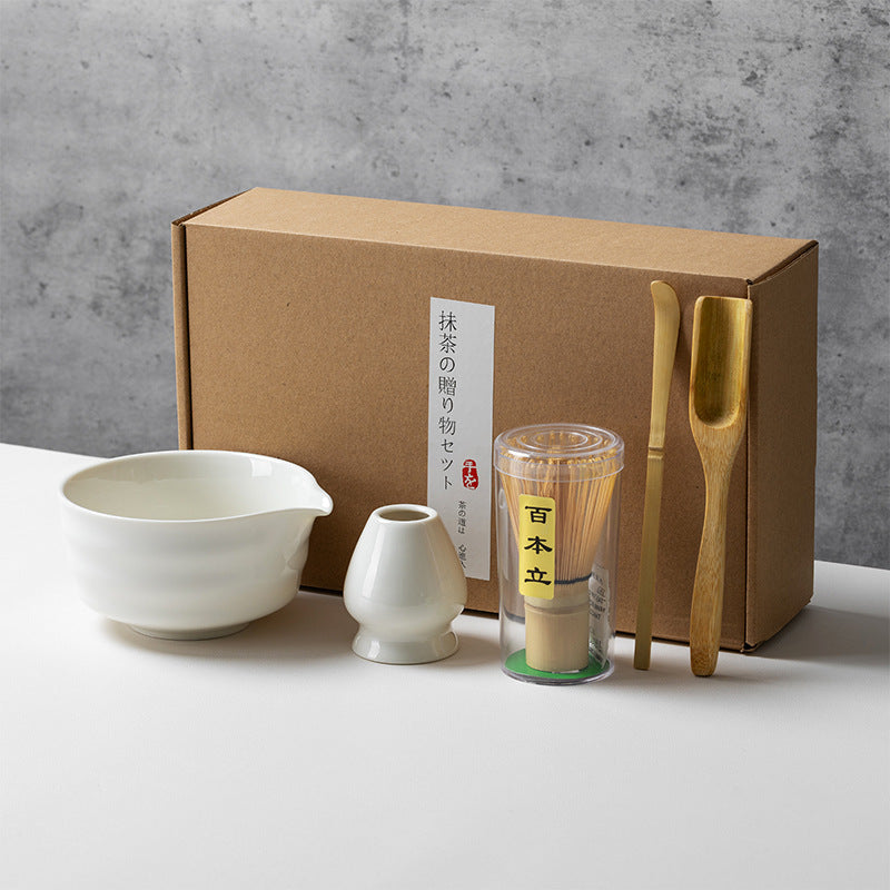 Ceramic Matcha Tea Set with Whisk Modern Japanese Design 4 5 6-Piece