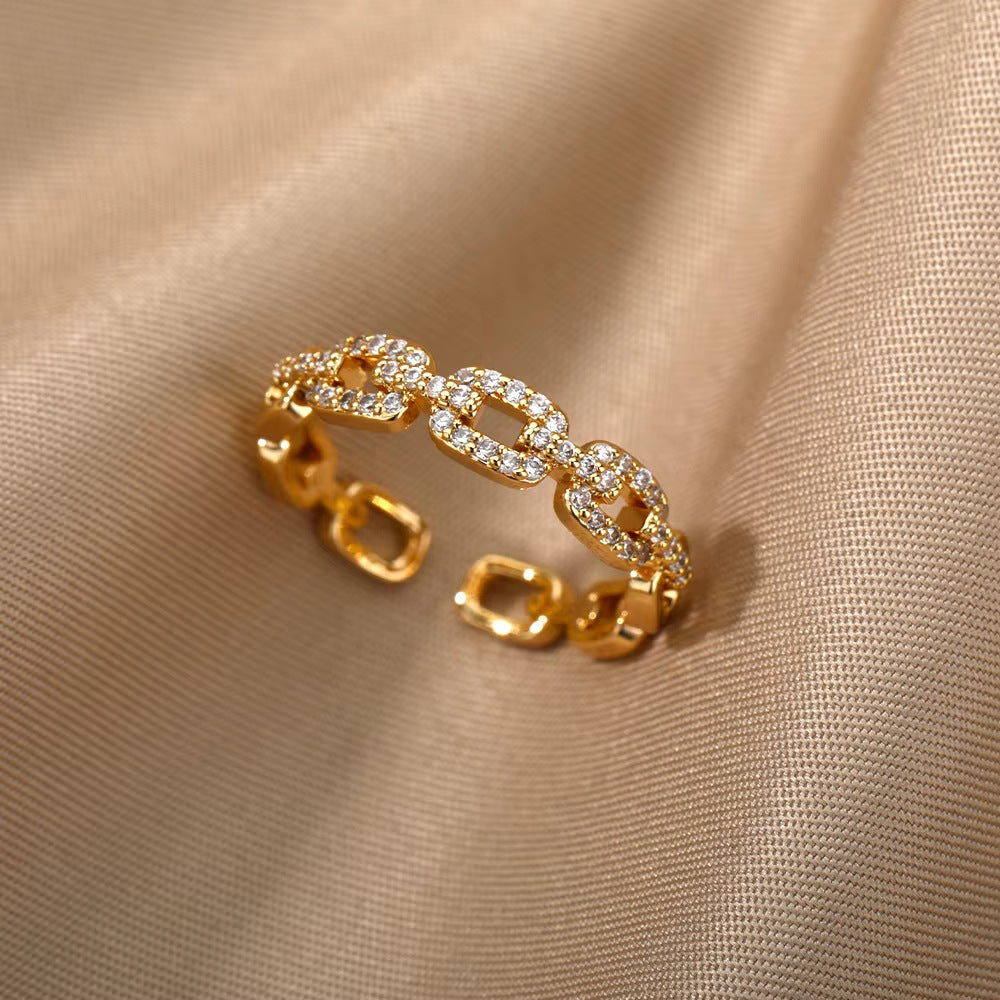 Anillo Abierto de Circón | Chapado en Oro