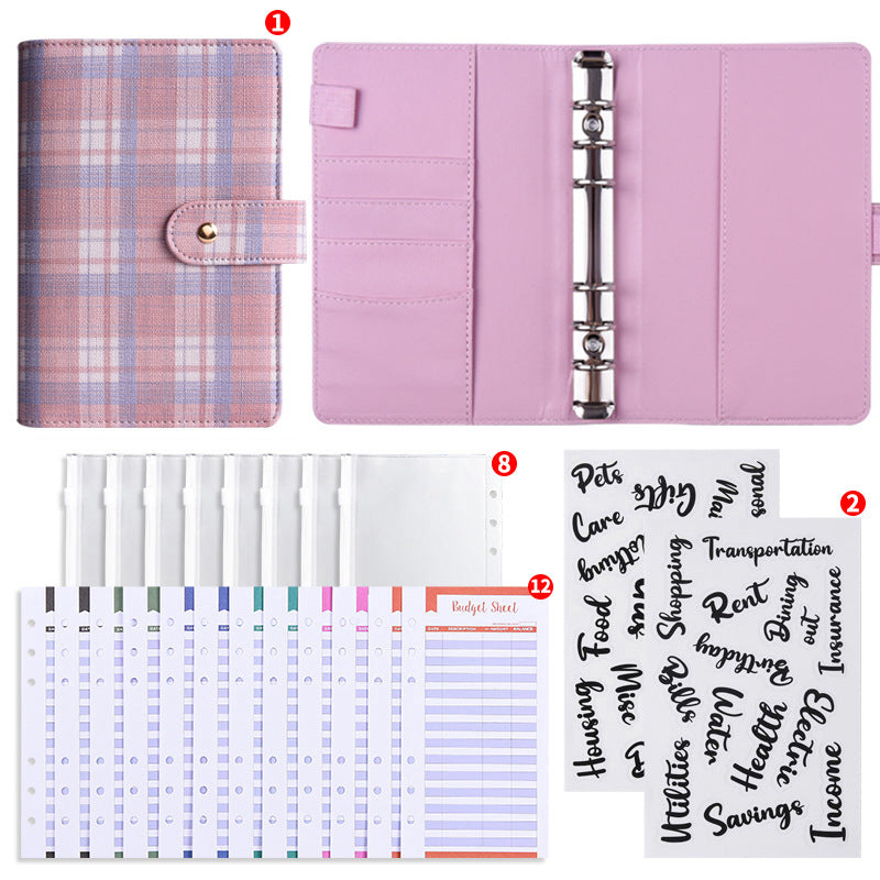 Canvas Checkered Loose-Leaf Budget Planner Notebook
