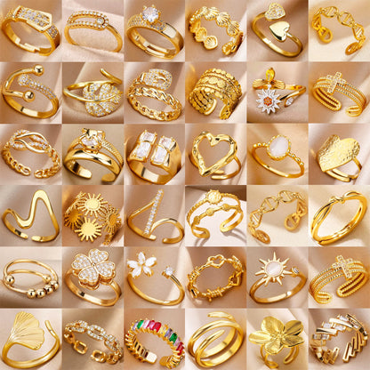 Anillo Abierto de Circón | Chapado en Oro