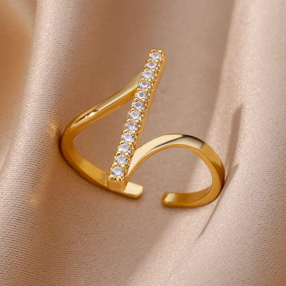 Anillo Abierto de Circón | Chapado en Oro
