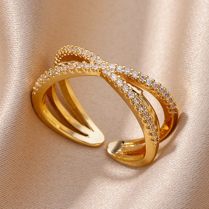 Anillo Abierto de Circón | Chapado en Oro