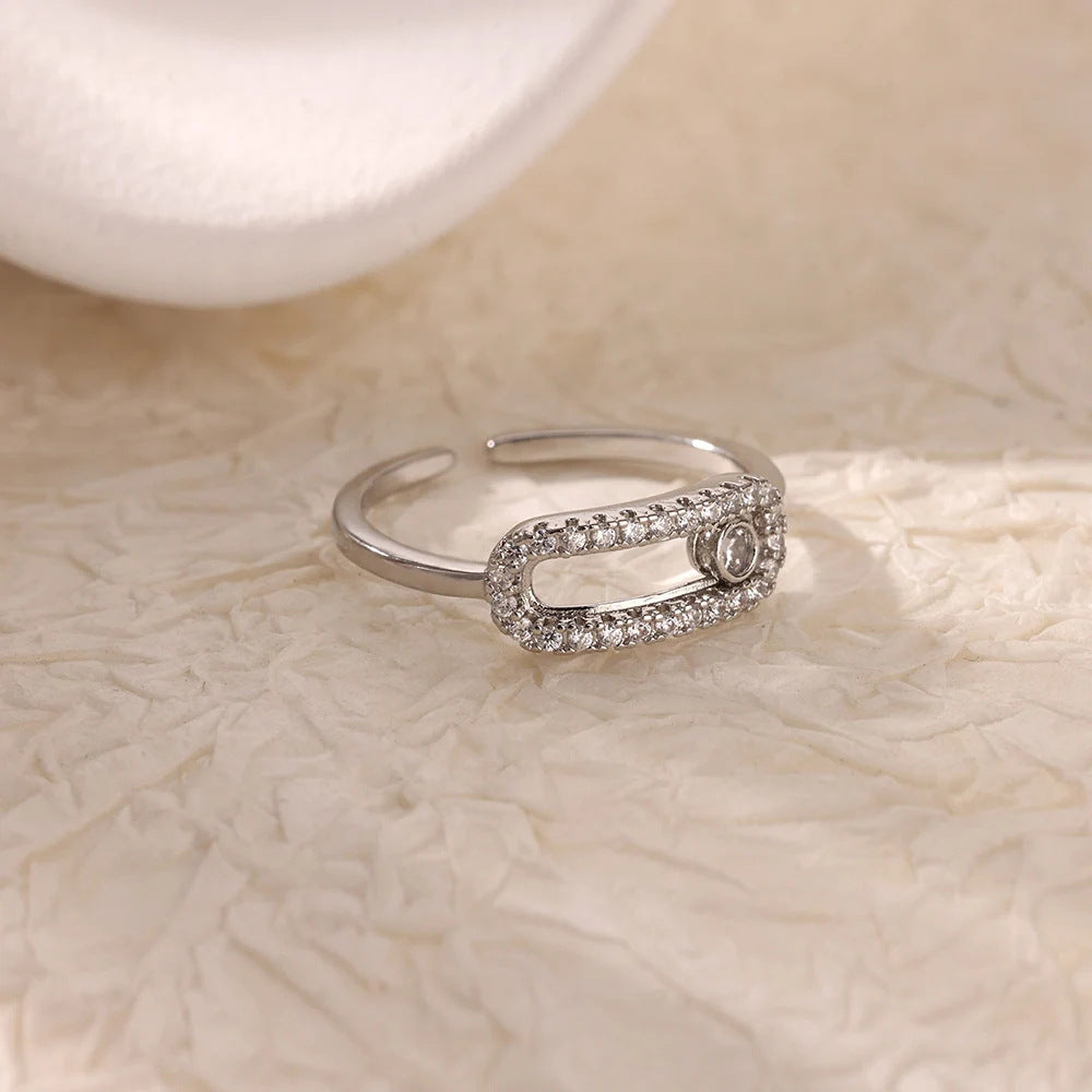 Anillo Abierto de Circón Chapado en Oro