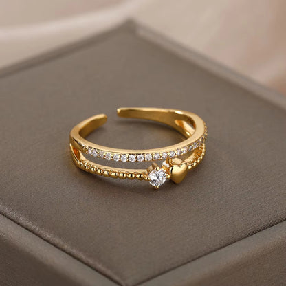 Anillo Abierto de Circón | Chapado en Oro