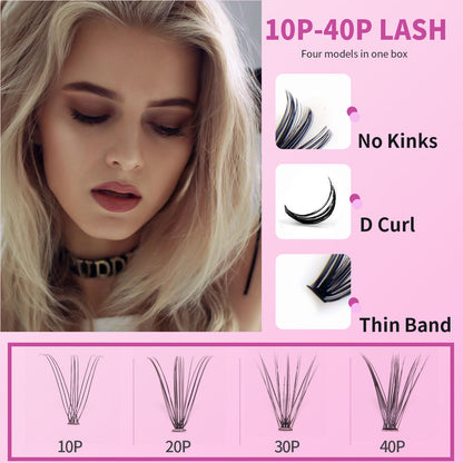 DIY False Eyelash Clusters Natural D-Curve Segmented Lashes
