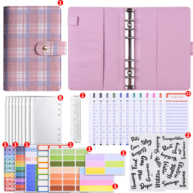 Canvas Checkered Loose-Leaf Budget Planner Notebook
