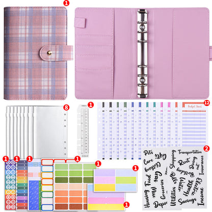 Canvas Checkered Loose-Leaf Budget Planner Notebook