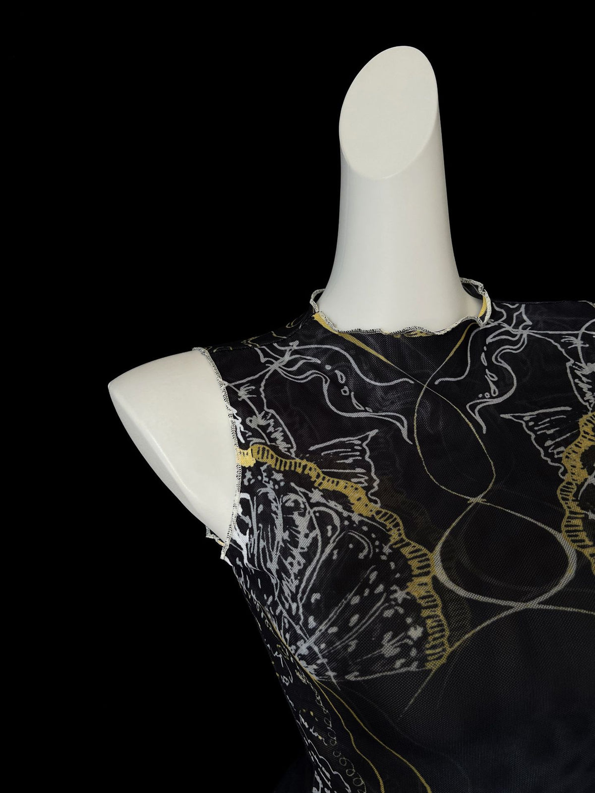 Camiseta de Malla con Estampado | Cuello Alto para Mujer