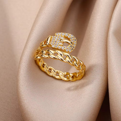 Anillo Abierto de Circón | Chapado en Oro