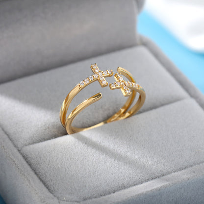 Anillo Abierto de Circón | Chapado en Oro