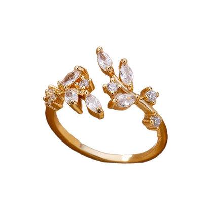 Anillo Abierto de Circón | Chapado en Oro