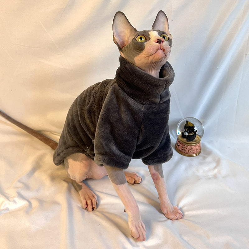 Hairfree Cat Clothes Thick Winter Mink Velvet Sphynx Cat Sweater