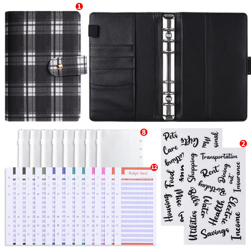 Canvas Checkered Loose-Leaf Budget Planner Notebook
