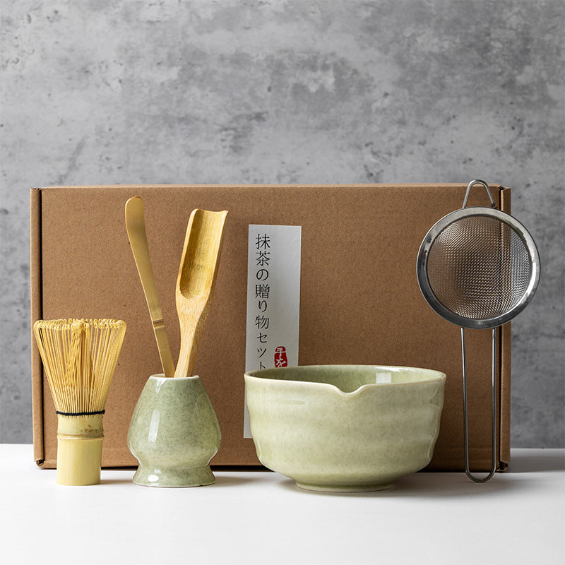 Ceramic Matcha Tea Set with Whisk Modern Japanese Design 4 5 6-Piece