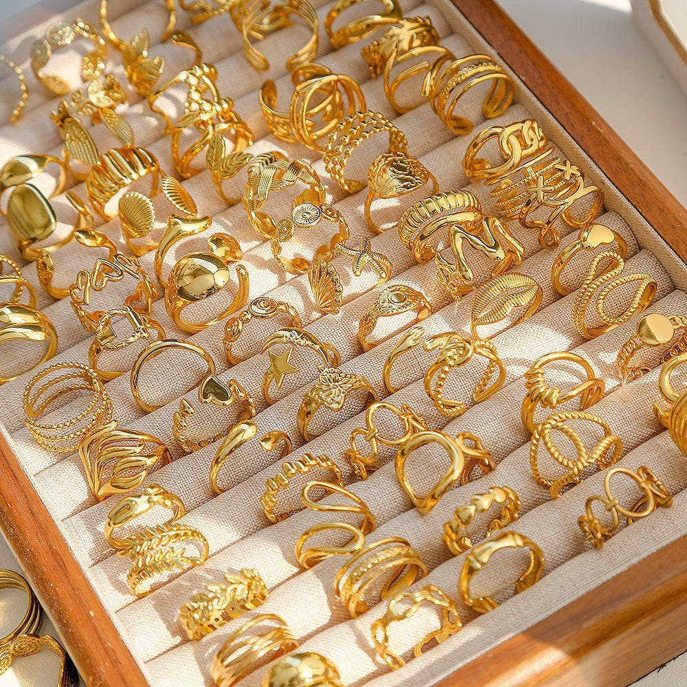 Anillo Abierto de Circón | Chapado en Oro