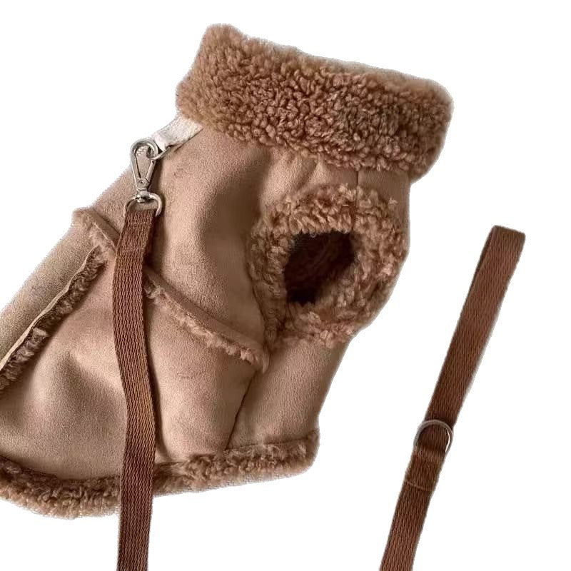 Chaleco Abrigado para Mascotas de Otoño e Invierno para Cachorros Pequeños con Enganche para Correa