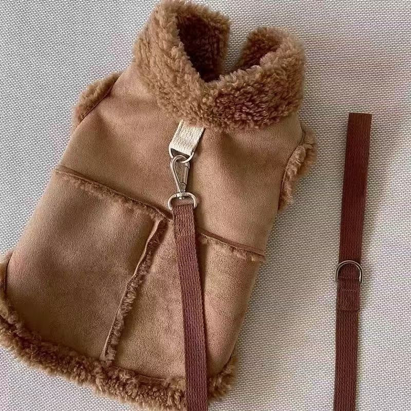 Chaleco Abrigado para Mascotas de Otoño e Invierno para Cachorros Pequeños con Enganche para Correa