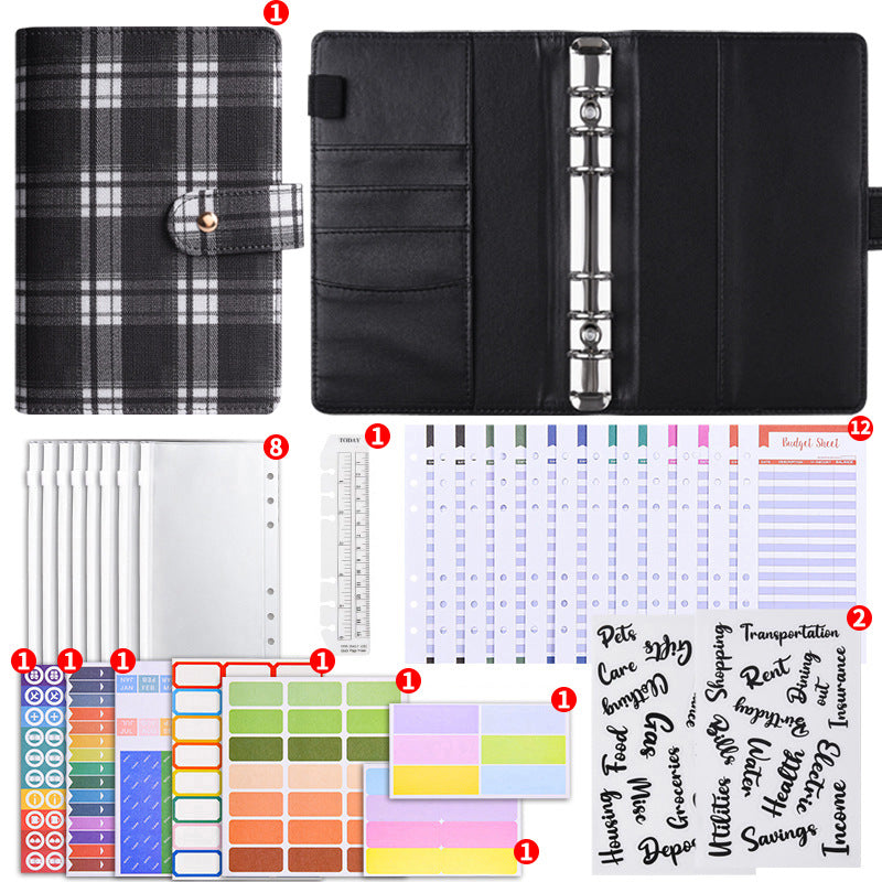 Canvas Checkered Loose-Leaf Budget Planner Notebook