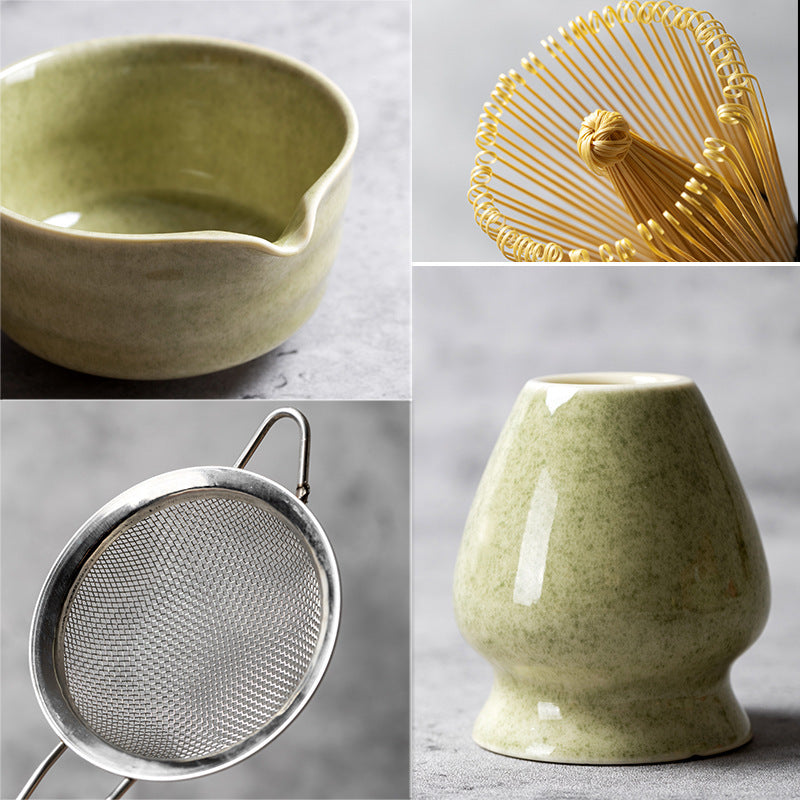 Ceramic Matcha Tea Set with Whisk Modern Japanese Design 4 5 6-Piece